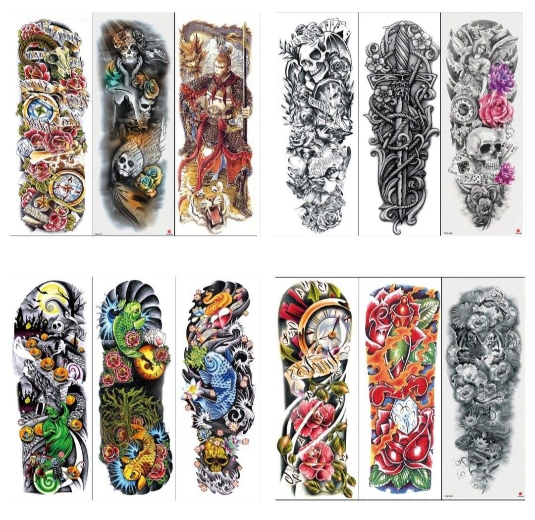 High Positive Rating ] Over 50 designs Temporary Tattoo Sleeve Designs Full  Arm Waterproof Tattoos For Cool Men Women Transferable Tattoos Stickers On  The Body Art Design 80/64/98/75/80, Hobbies & Toys