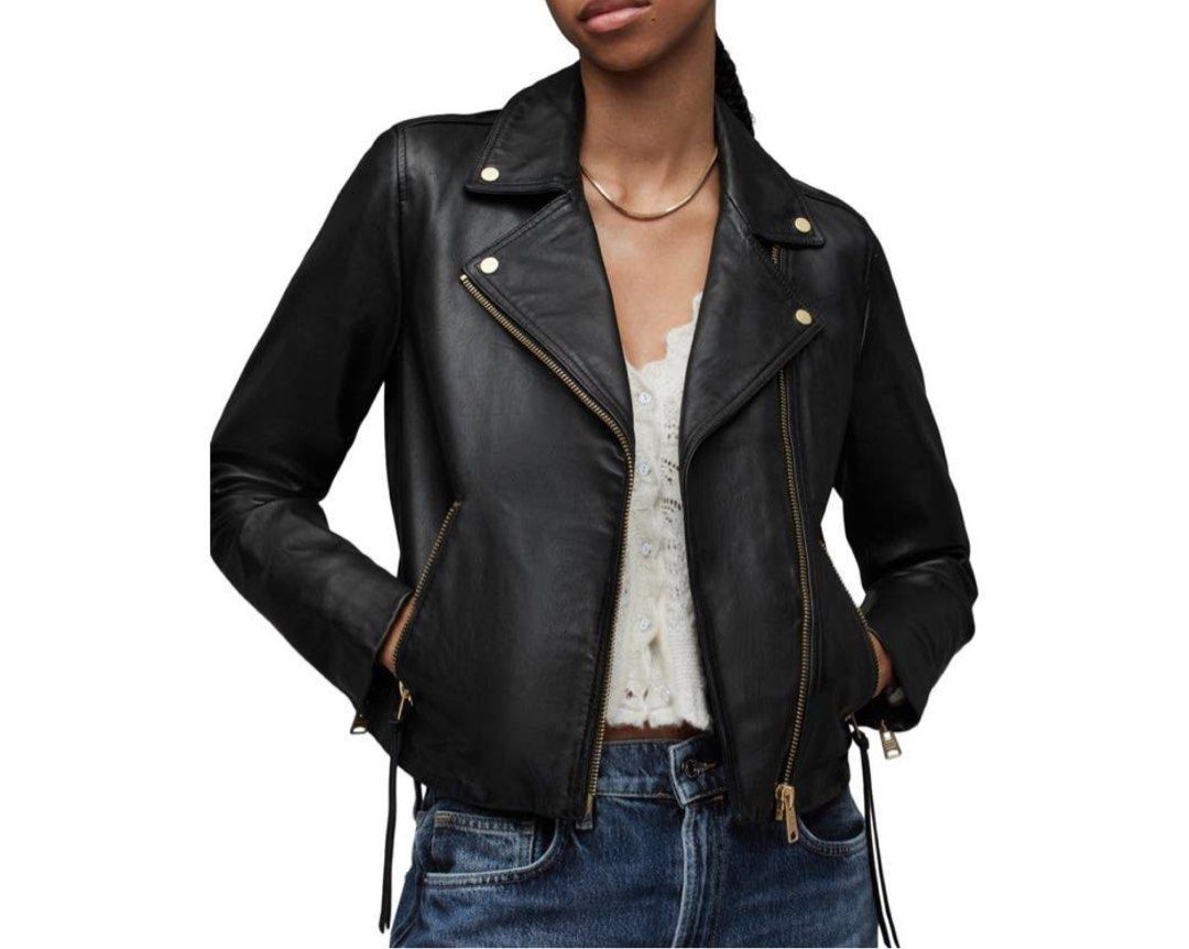 All saints top lamb leather jacket