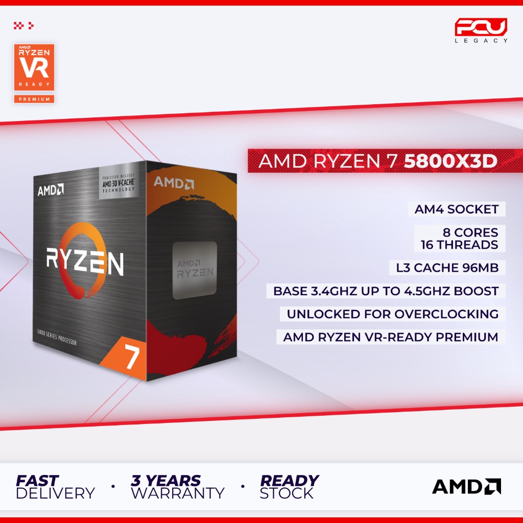 AMD Ryzen 7 5800X3D - Ryzen 7 5000 Series 8-Core 3.4 GHz Socket