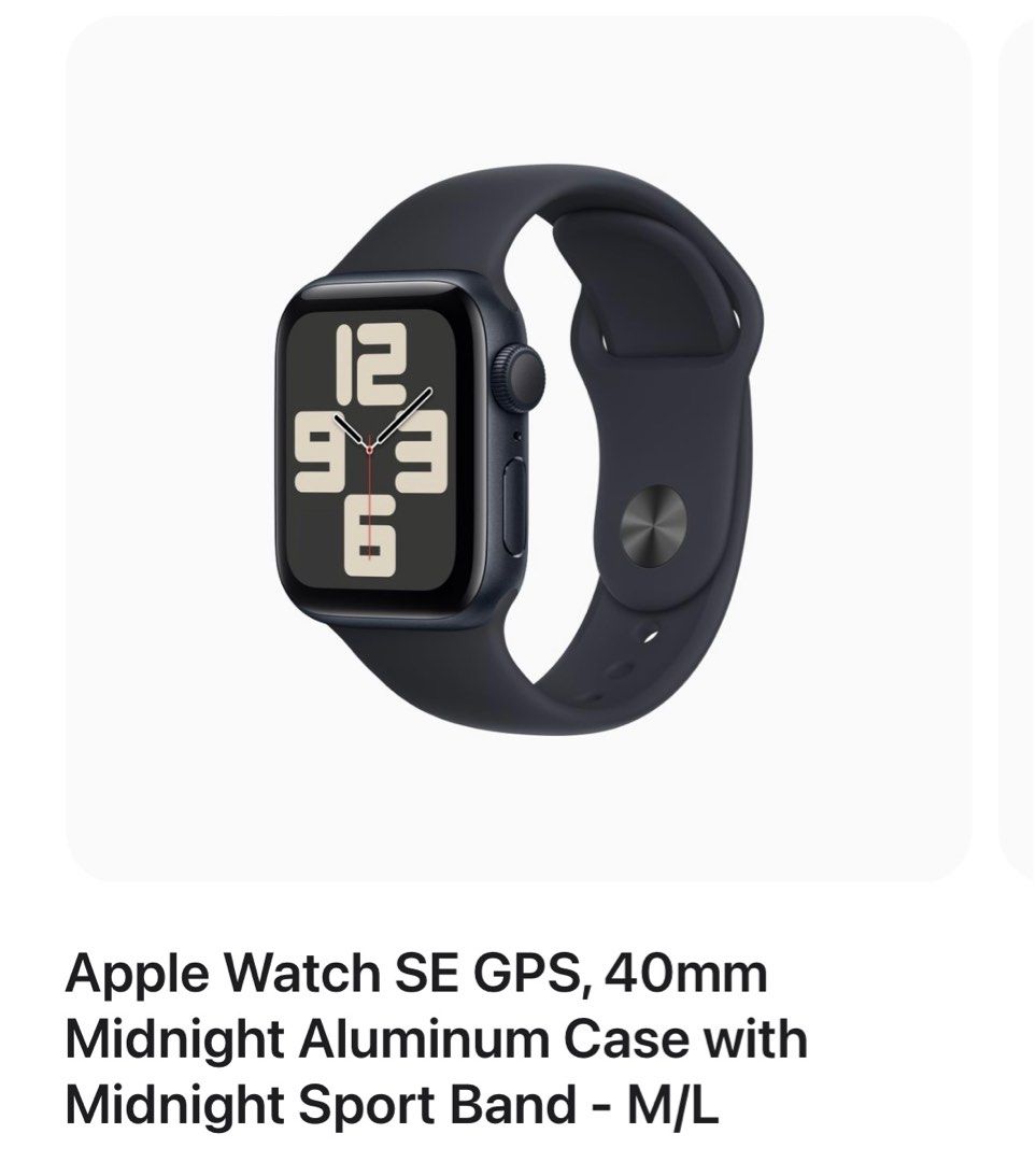 最新一代Apple Watch SE (Gen 2) 40mm Midnight Aluminum GPS 午夜暗色