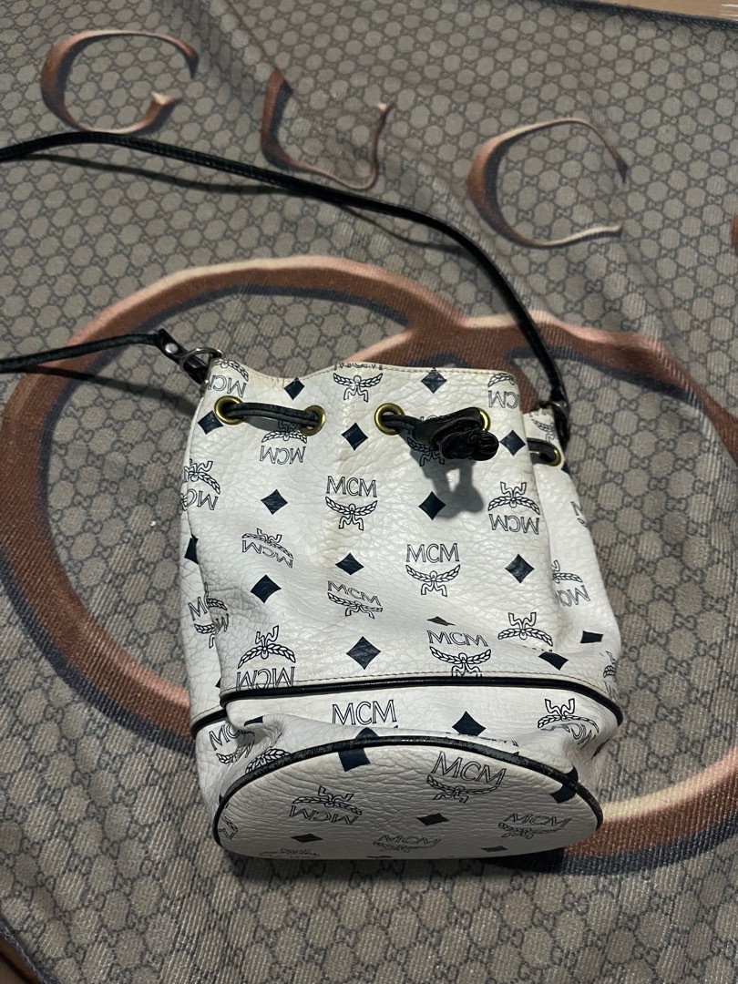 Mcm mini drawstring bag store