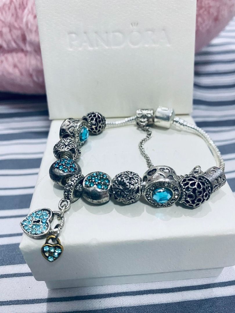 Authentic Pandora blue lucky charm bracelet Women s Fashion