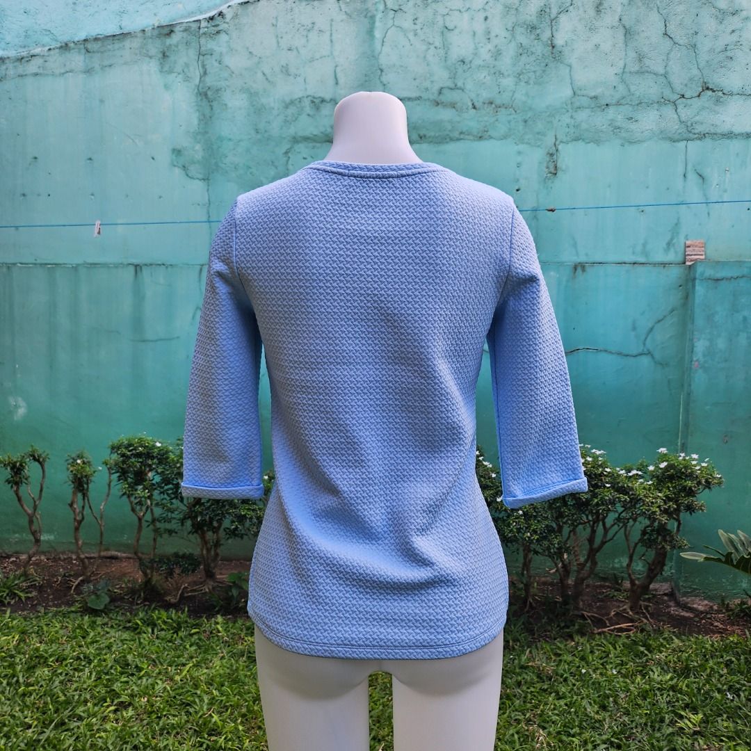 Baby Blue Textured Top (Fixed Price, Pls Read Description) (Category: Longsleeves) located in Las Pinas. Submitted by cursesandtea (Listing ID 1275214816, Image 2). Description: BRAND: Cache Cache SIZE: M CONDITION: PRELOVED, Used Twice PAYMENT METHODS: Gcash/Paymaya/BPI *No COD for the cost of item. Please read description and check photos. Strictly NO RETURNS. Before placing an order, kindly make sure that you're 100% sure about purchasing the 