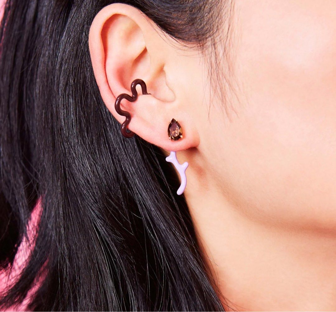 Bea Bongiasca Flower Ear Cuff Cherry Chocolate Women s Fashion