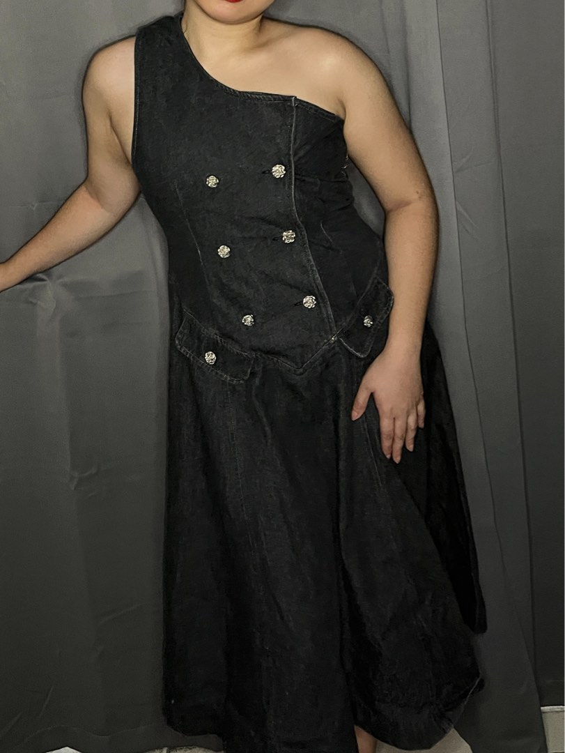 Asymmetrical Hem Denim Dress