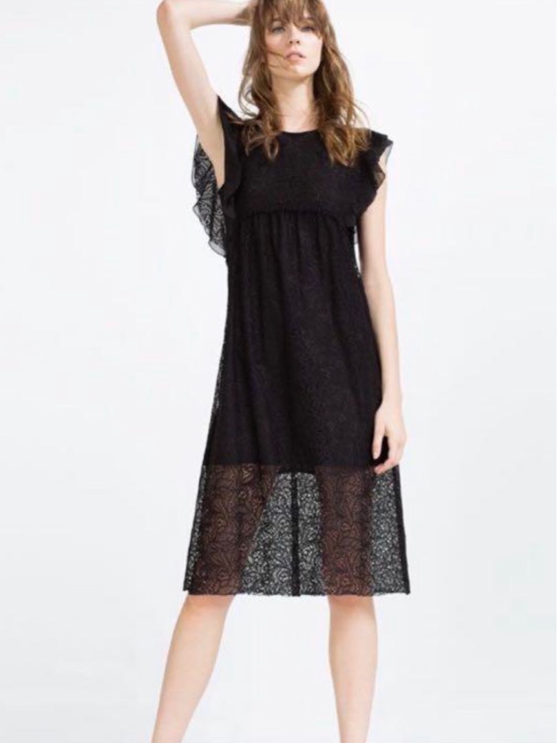 zara black lace midi dress Zara Strapless Midi Dress