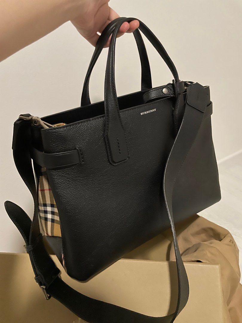 Burberry medium banner leather deals and vintage check bag