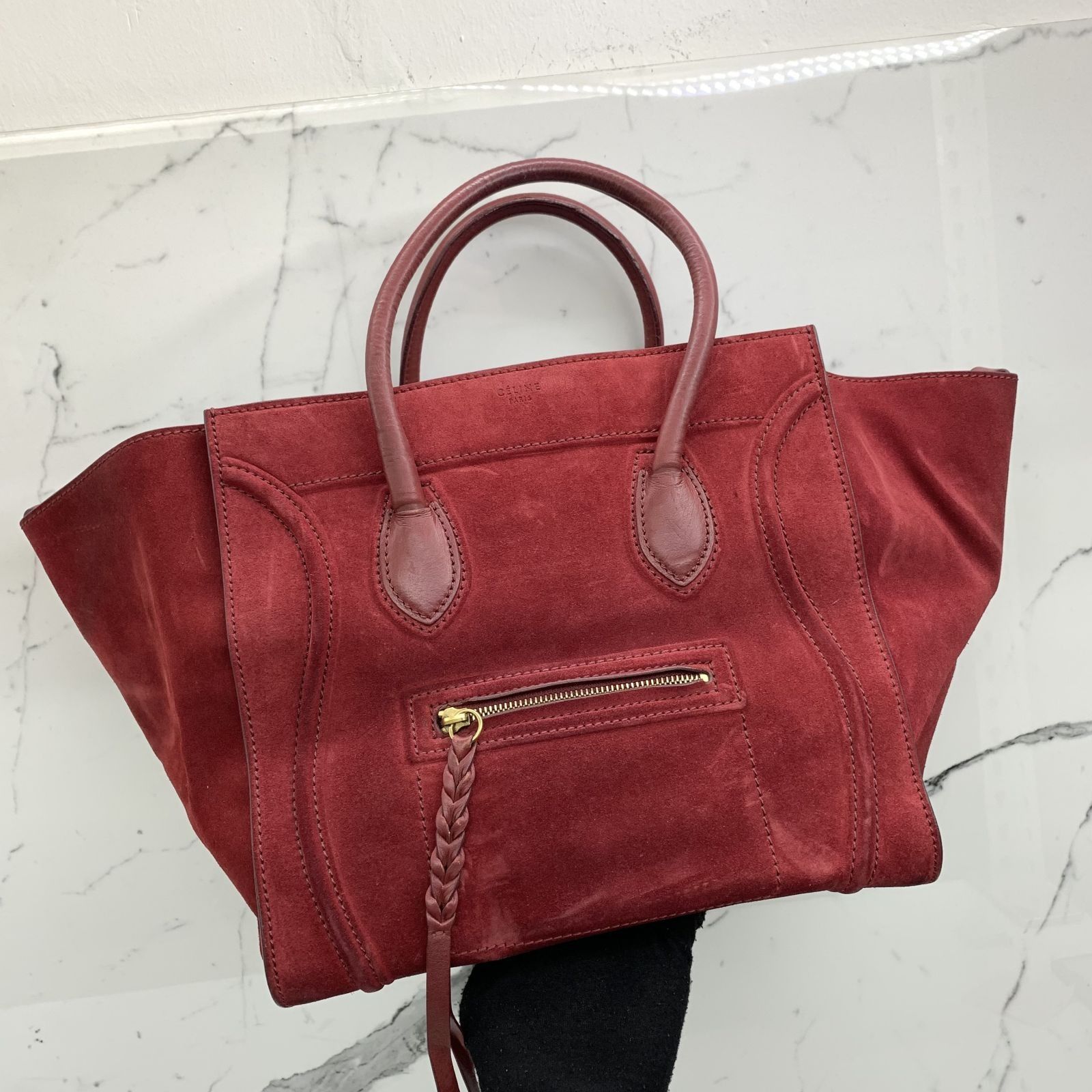 CELINE RED SUEDE PHANTOM LARGE LUGGAGE BAG 237044153 Luxury