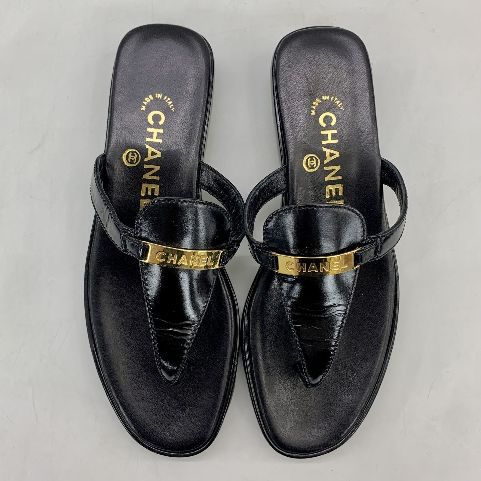 Black and sales gold chanel sandals