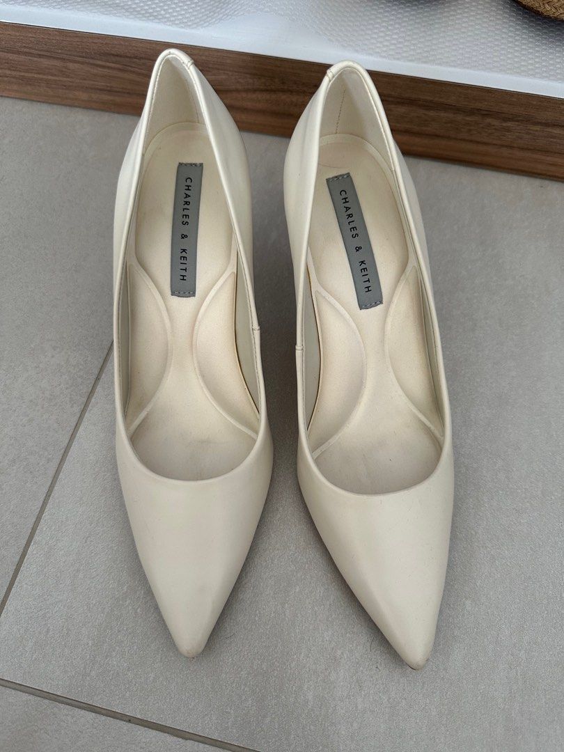 Charles and Keith padded heels white Women s Fashion Footwear