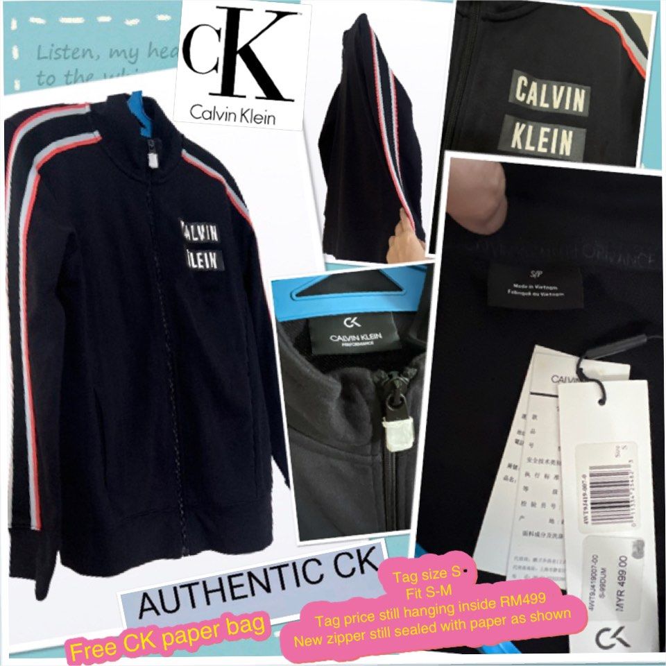 Calvin klein coat tag clearance on sleeve