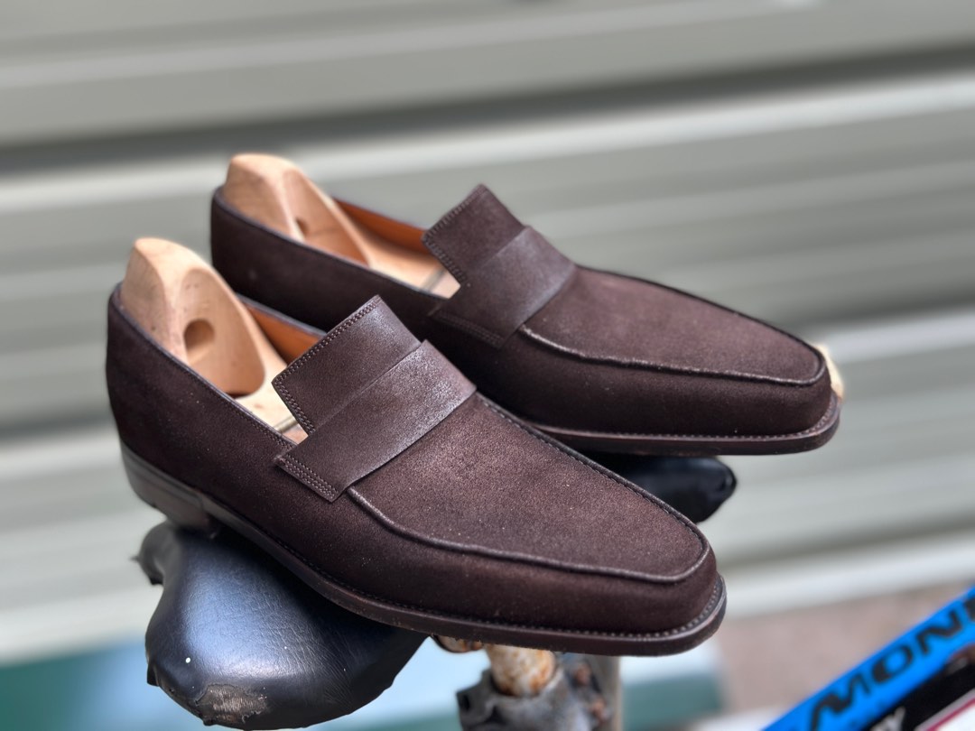 Corthay Capri Brown Suede Loafers size 7.5 fits 8 Wide to 8.5 US