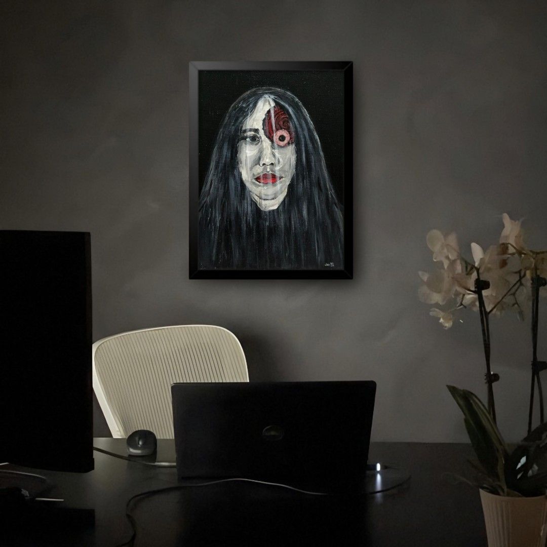 Dark-themed Acrylic Paintings (Category: Art & Prints) located in Iligan City. Submitted by artbyjai (Listing ID 1275216008, Image 1). Description: Calling all horror lovers! Dive into the darkness with our chilling painting— the ideal spooky touch for your space. Dare to be thrilled! 🌑🖼️ Acrylic on Stretched Canvas Sizes: 9"x12" & 8"x10" If you have any questions or want a custom piece, feel free to ask✨.
