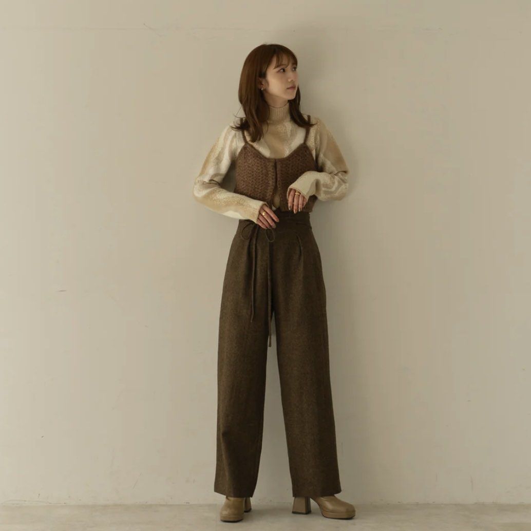 eaphi waist cord tuck pants ベージュ short｜ファッション