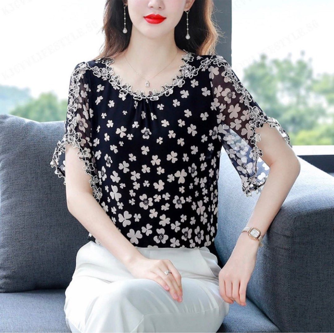 Chiffon short deals sleeve shirt