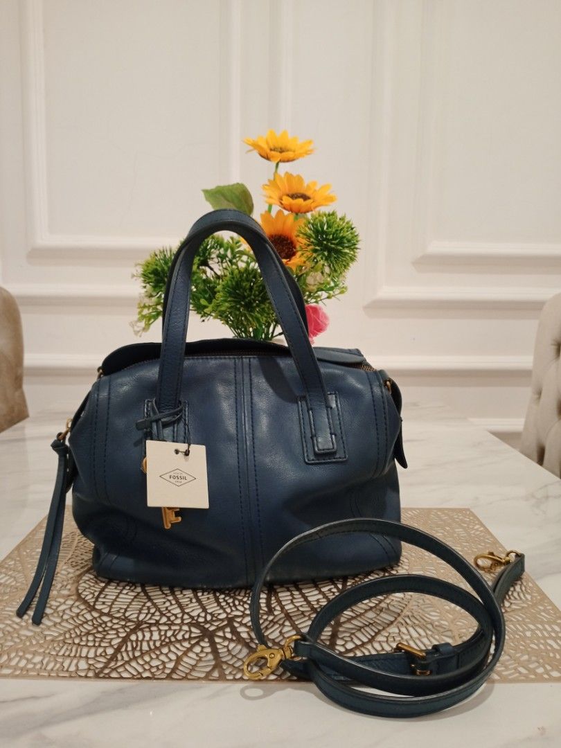 Fossil emma satchel black sale
