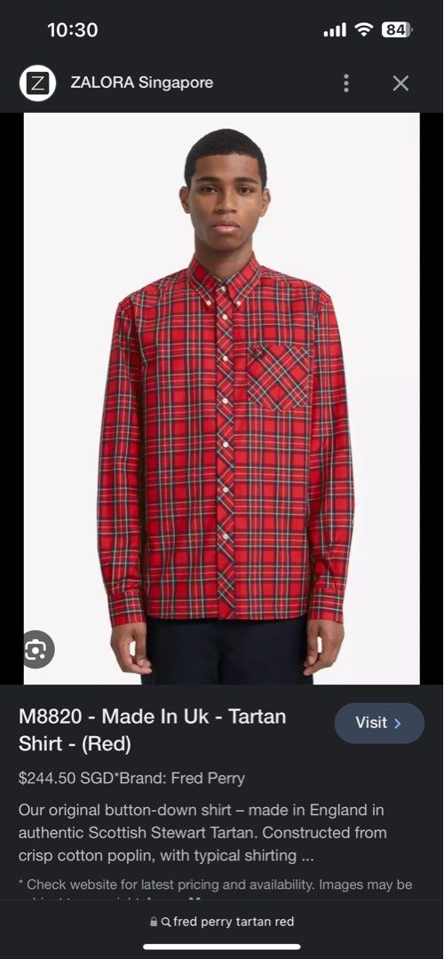 Fred perry red check shirt sale