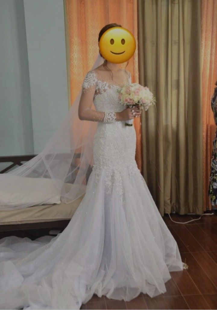 FULLY BEADED SERPENTINE WEDDING GOWN 2 WAY, Women's Fashion, Dresses ...