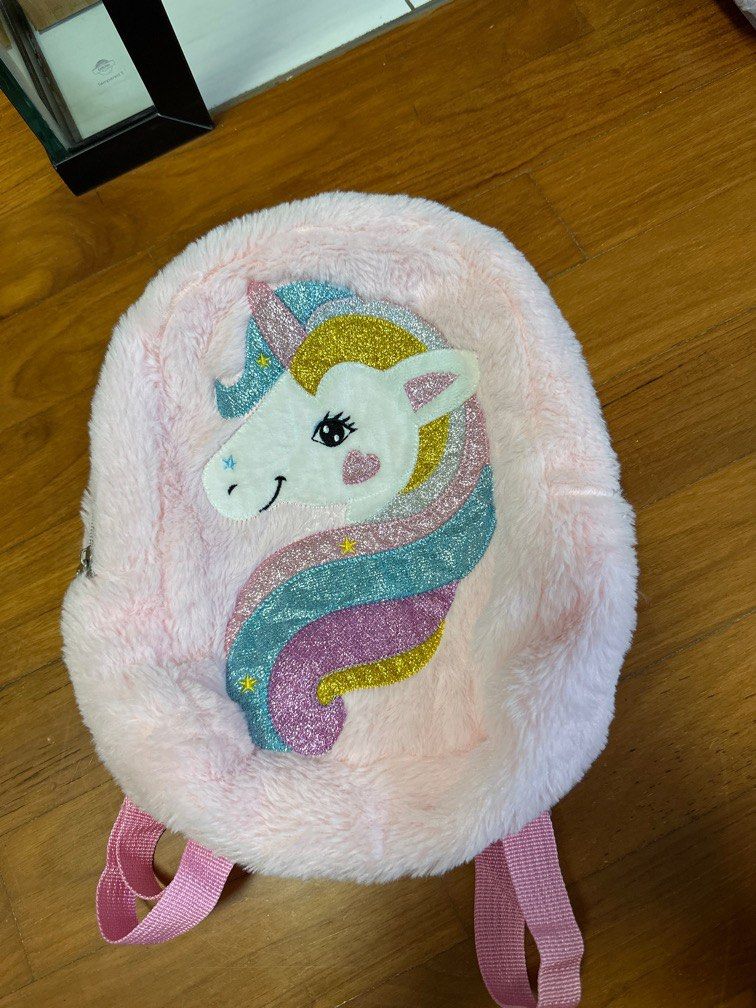 Furry Unicorn Glitter backpack Babies Kids Babies Kids Fashion on Carousell