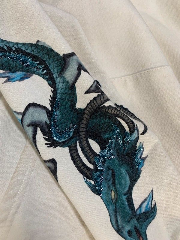 Givenchy white hoodie with dragon on sleeve Men s Fashion Coats