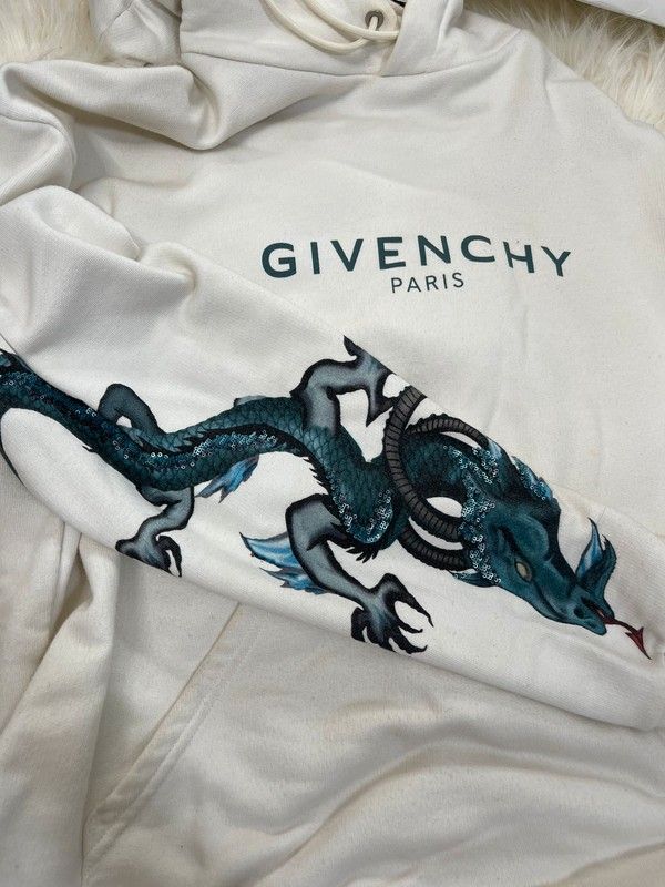 Givenchy white hoodie with dragon on sleeve Men s Fashion Coats Jackets and Outerwear on Carousell