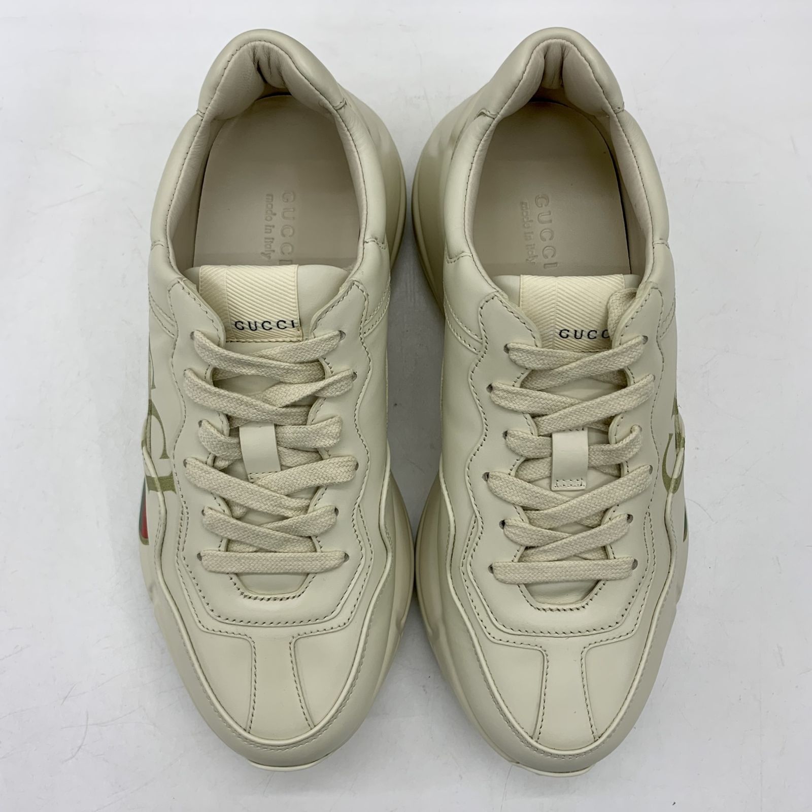 GUCCI 528892 BEIGE LEATHER WOMEN S RHYTHON LOGO SIZE 38 SNEAKERS 237044983