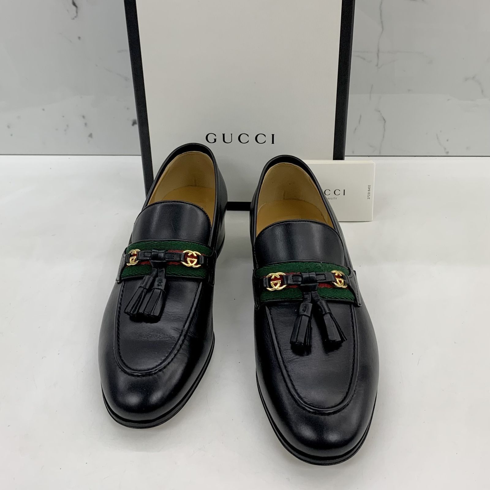 GUCCI 624720 GG BLACK TASSEL SIZE 6 LOAFERS 237044669