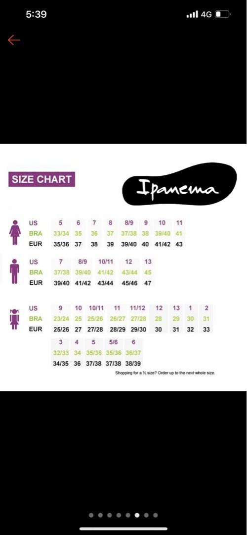 Ipanema baby discount size chart