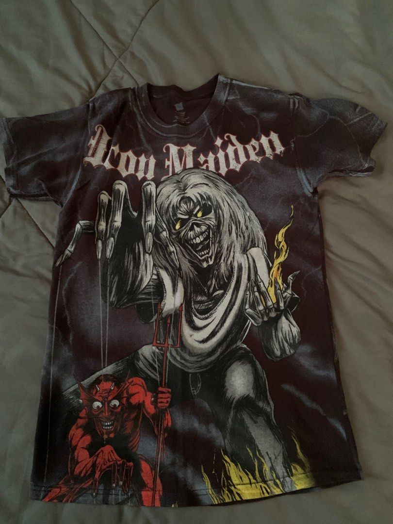 Iron Maiden Number of The Beast overprint t shirt Men s Fashion