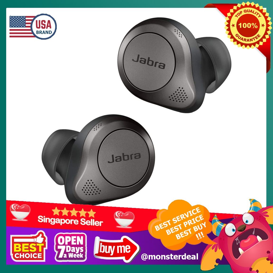 Jabra Elite 85t True Wireless Earbuds Advanced Active Noise Cancellation Up to 25 hours of battery life Wireless Charging Case Titanium Black
