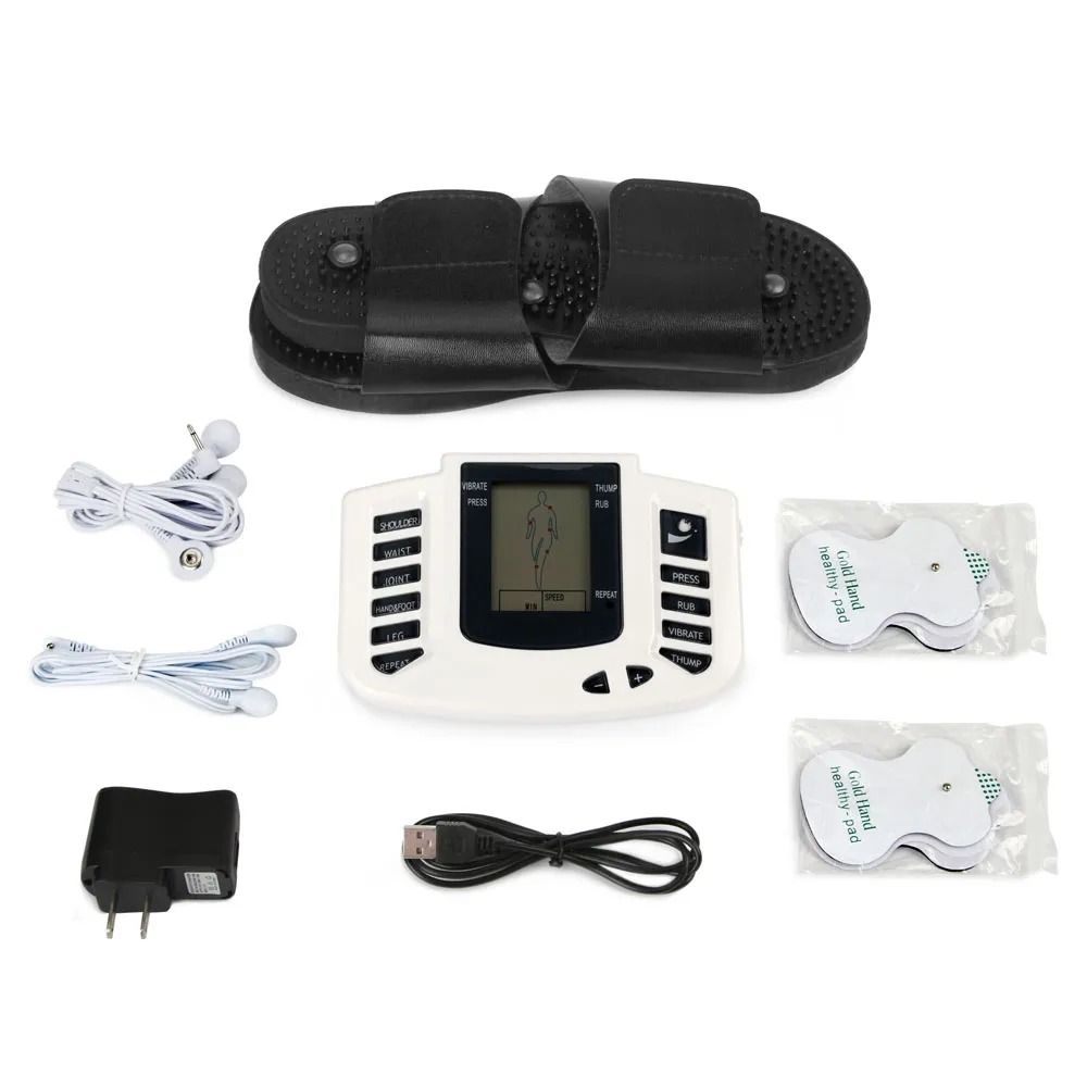 Electrical Stimulator Muscle Massager Slipper Electrode Pads Body Relax  Pulse Tens Acupuncture Therapy Digital Machine EU Plug