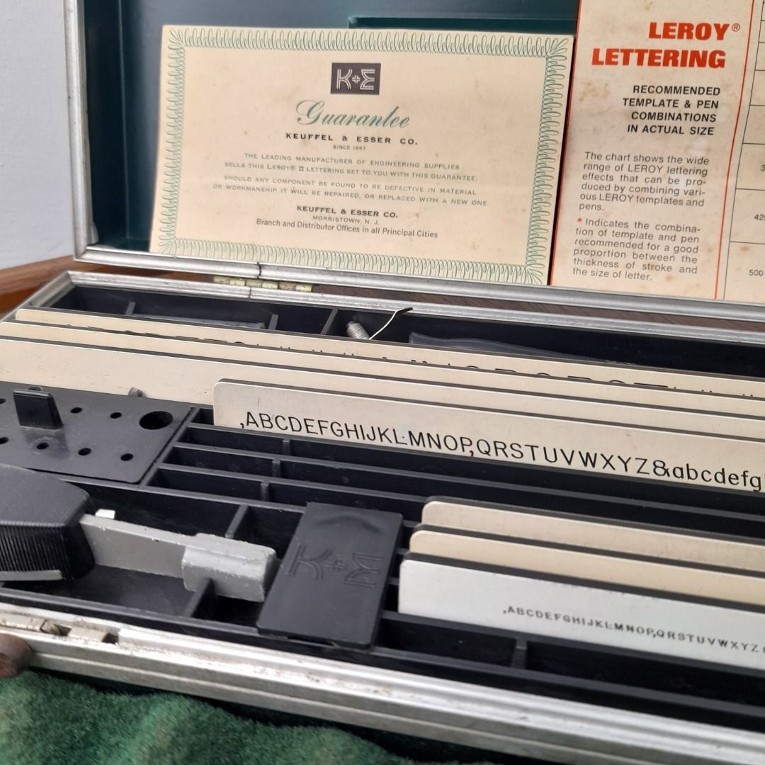 Vintage K&E LEROY Lettering Set Drafting Keuffel Esser Wooden Case Please  Read