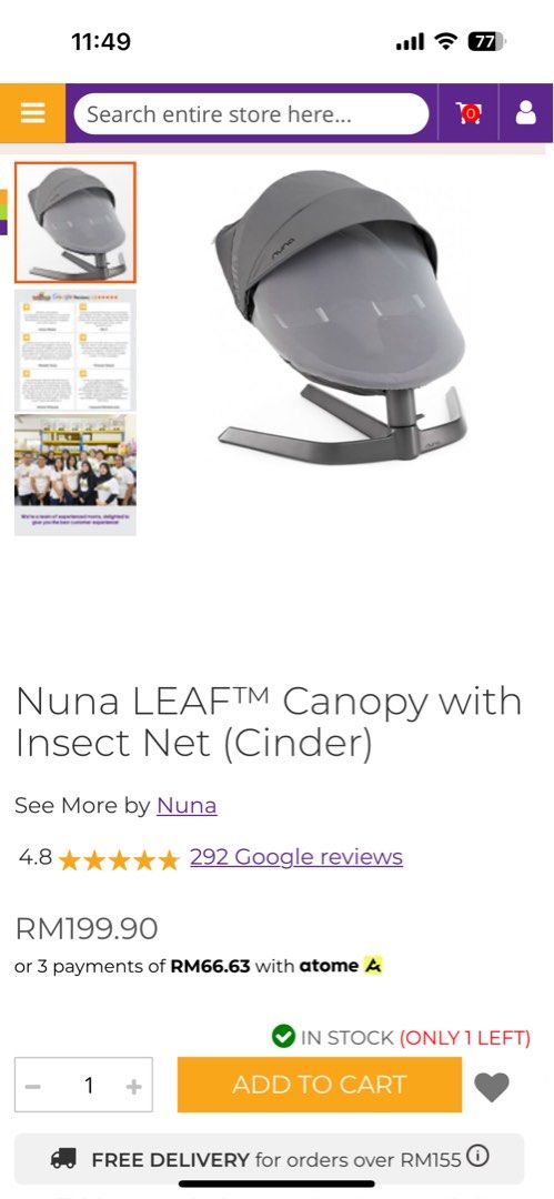 Nuna leaf canopy with insect net clearance