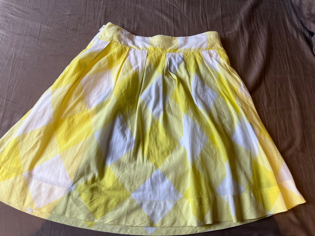 Lilli Gaufrette Yellow Skirt Size 10 H and M beige denim mermaid