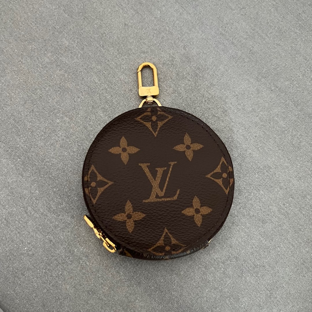 LOUIS VUITTON Monogram Round Coin Zip Purse Pouch Key Charm | eBay