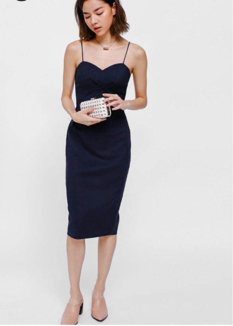 Love Bonito Geordie Bustier Midi Dress - Navy, Women's Fashion, Dresses &  Sets, Dresses on Carousell