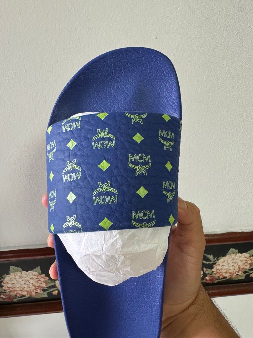 MCM Monogram Print Rubber Slides Men s Fashion Footwear