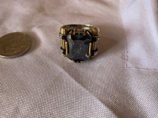 Men ring 925 silver with mystic topaz stone