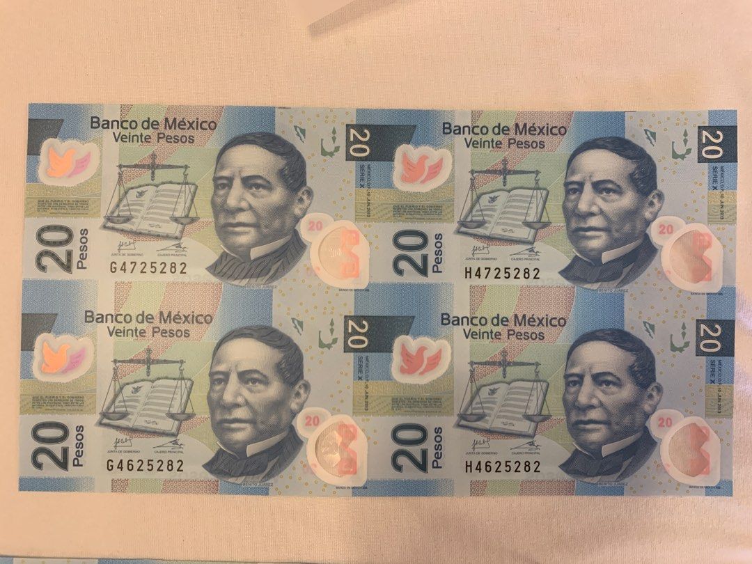 Mexico 🇲🇽 DF 10 June 2013 20 pesos Banknote Polymer Uncut Steel 4 in 1  UNC, Hobbies & Toys, Memorabilia & Collectibles, Currency on Carousell