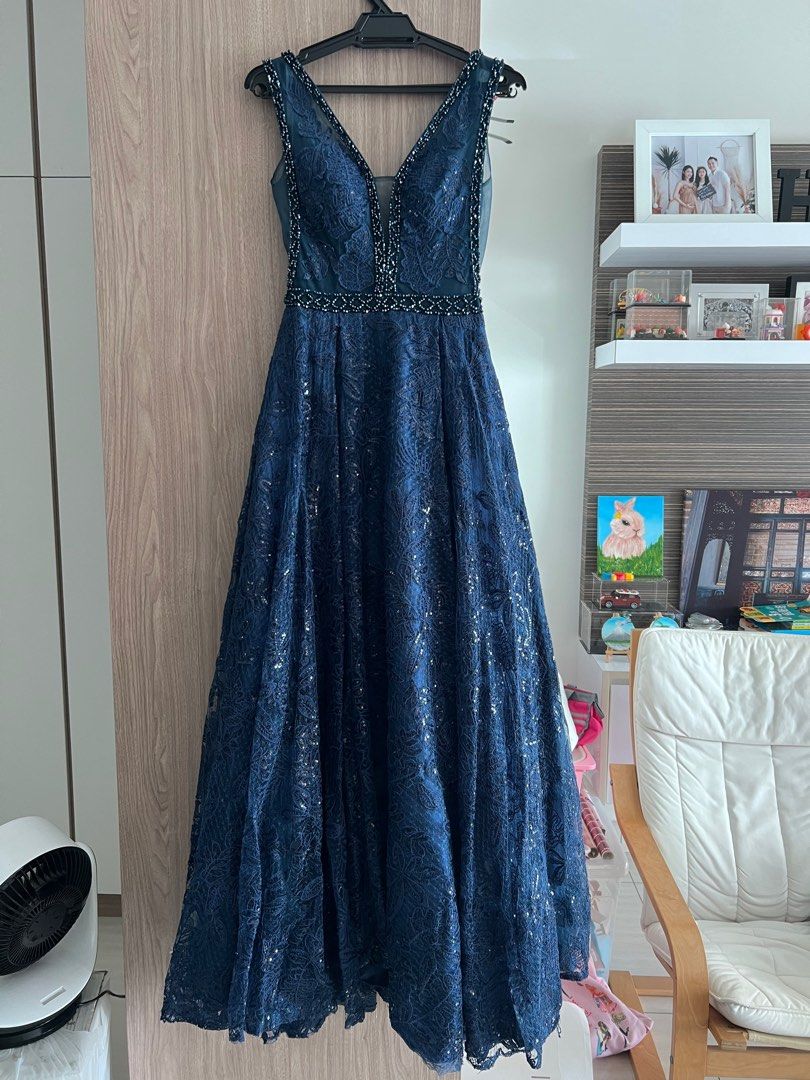 Midnight blue wedding dress cheap
