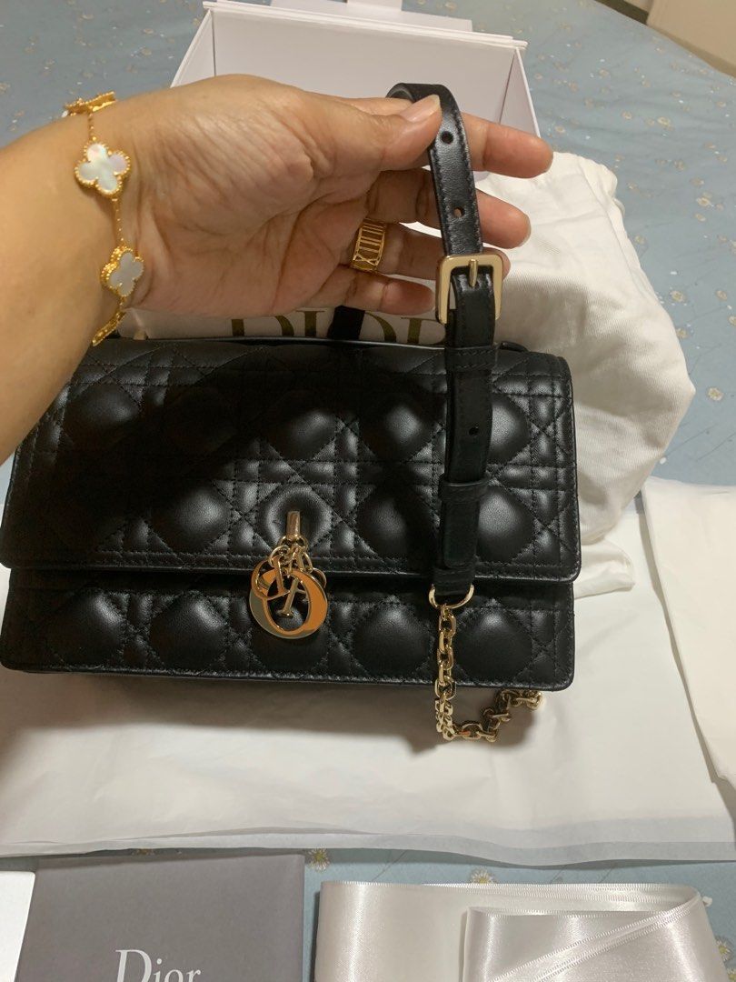 MISS CD TOP HANDLE 24CM WHITE LAMBSKIN