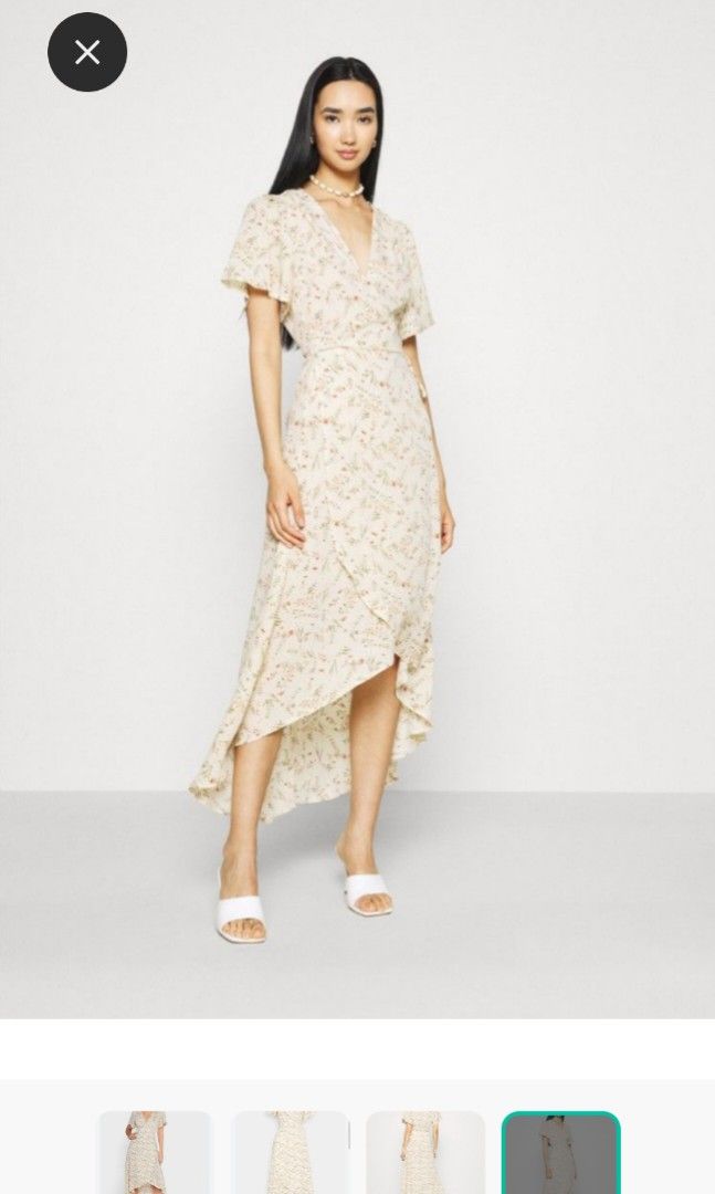 Missguided floral wrap dress sale