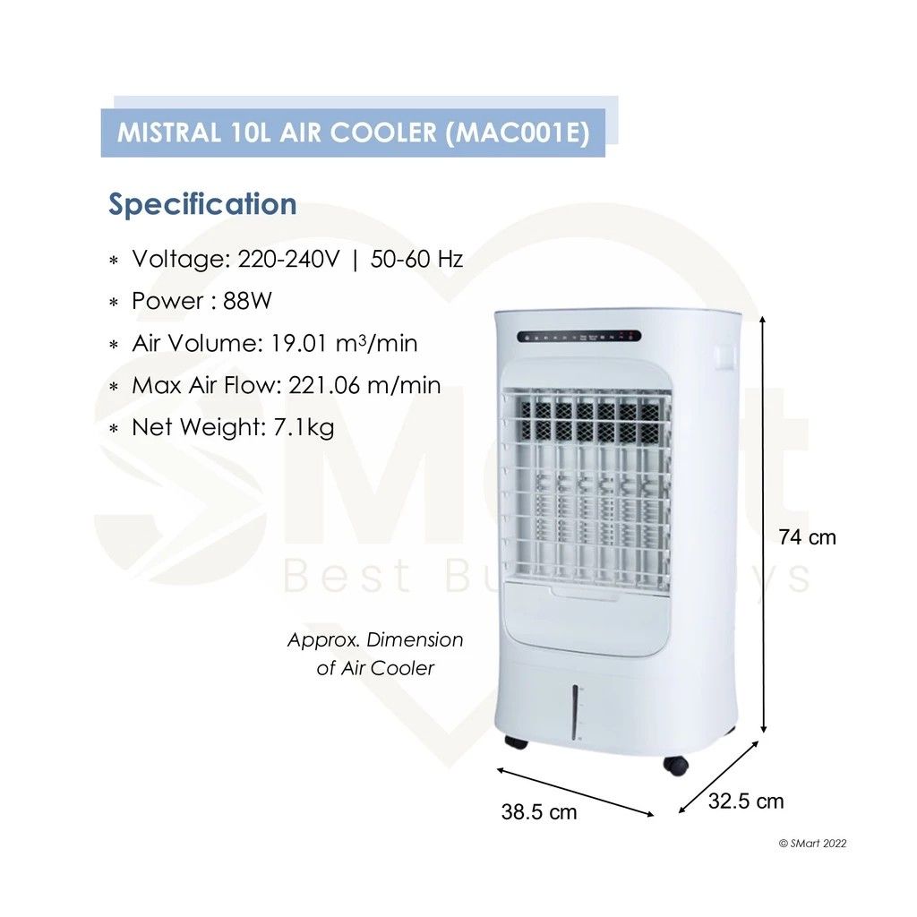 Mistral 10L Air Cooler with Remote Control