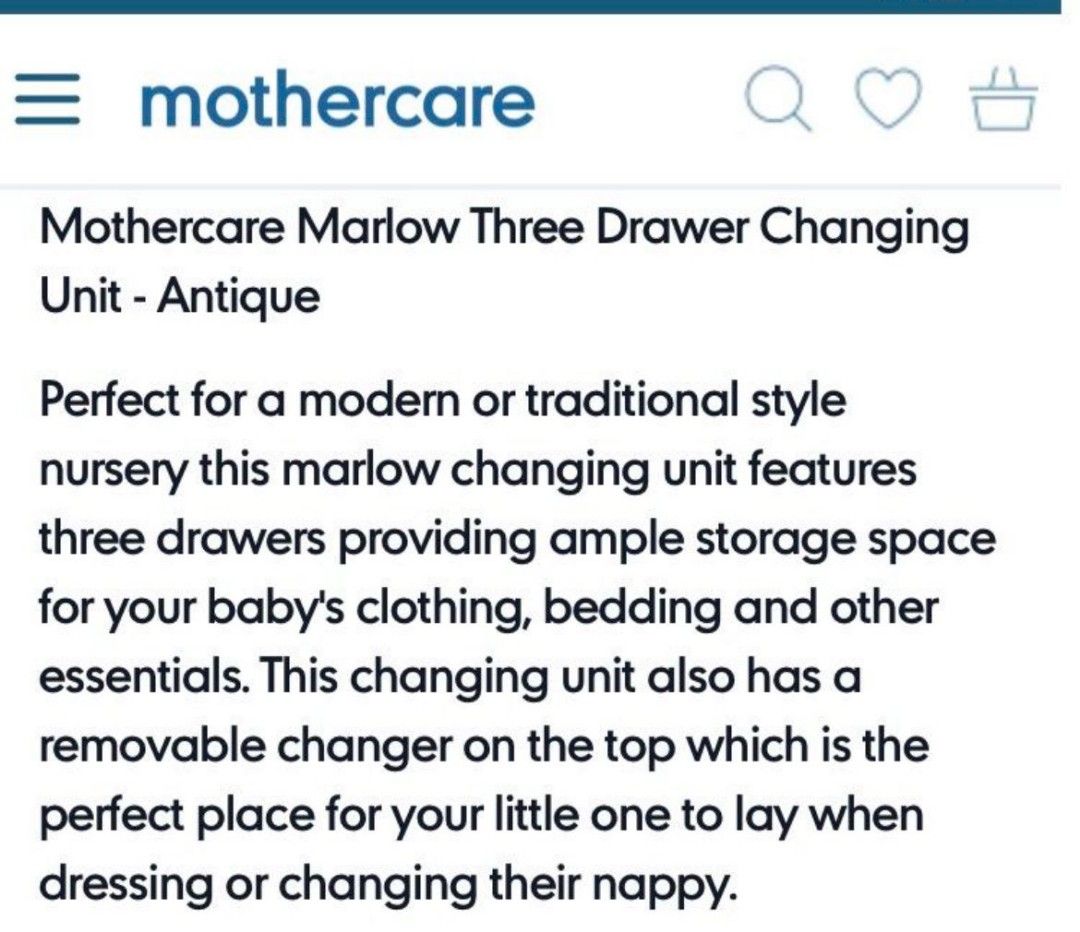 Mothercare marlow changing outlet unit