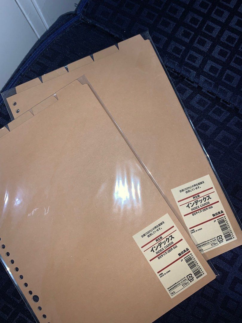 Muji B5 Binder Divider (5 Index Cards) (Category: Stationery & School Supplies) located in Quezon City. Submitted by jellyaceeyoo (Listing ID 1275344478, Image 1). Description: •Price listed is for one pack.