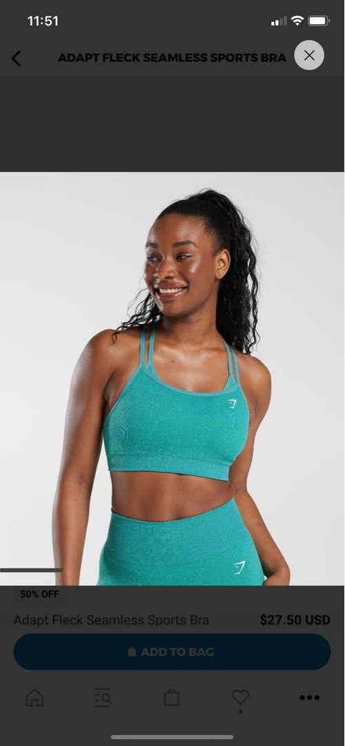 Gymshark Adapt Fleck Seamless Sports Bra - Jewel Green