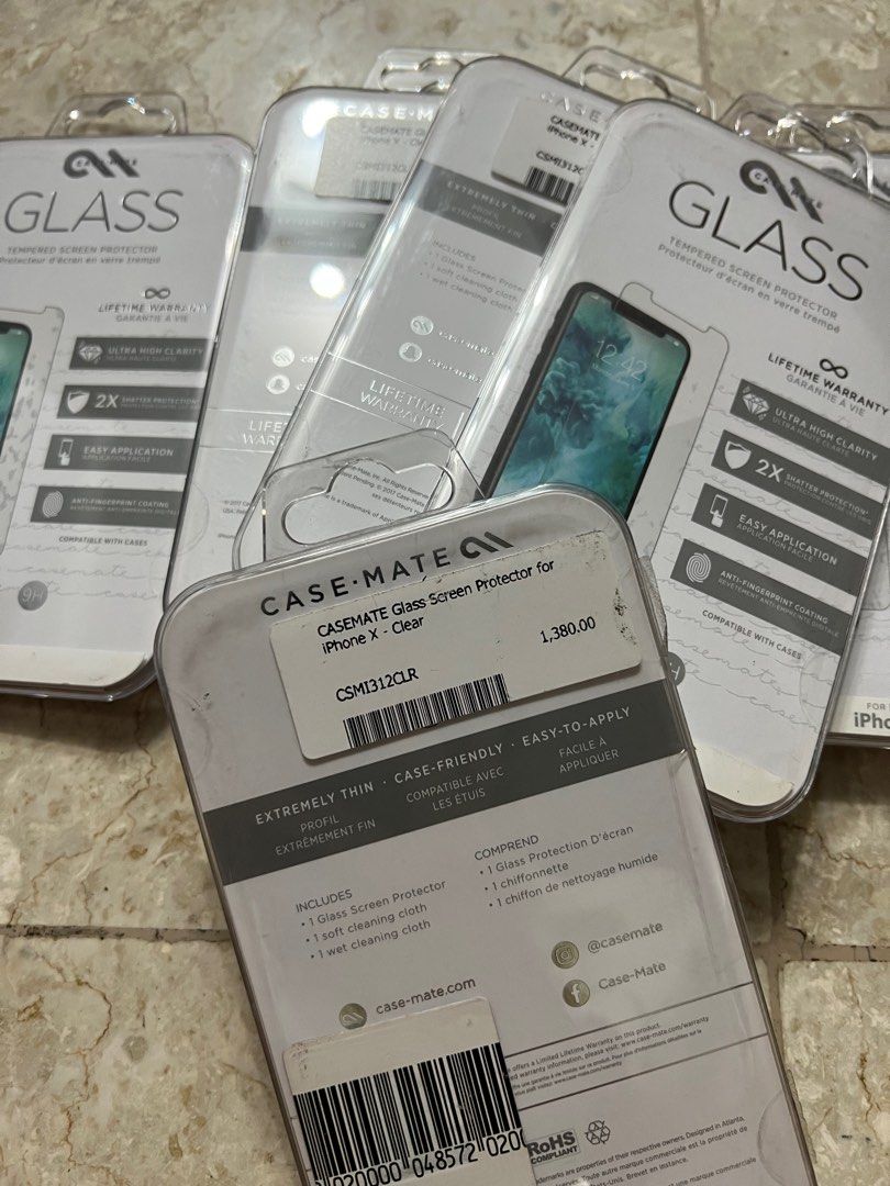 Original Casemate Tempered Glass Screen Protector for iPhone X / XS (Category: Other Mobile & Gadget Accessories) located in Manila. Submitted by razelysonn (Listing ID 1275206495, Image 2). Description: 350 each, original.