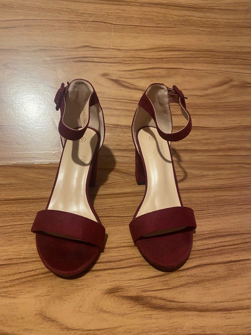 Burgundy high best sale heel sandals