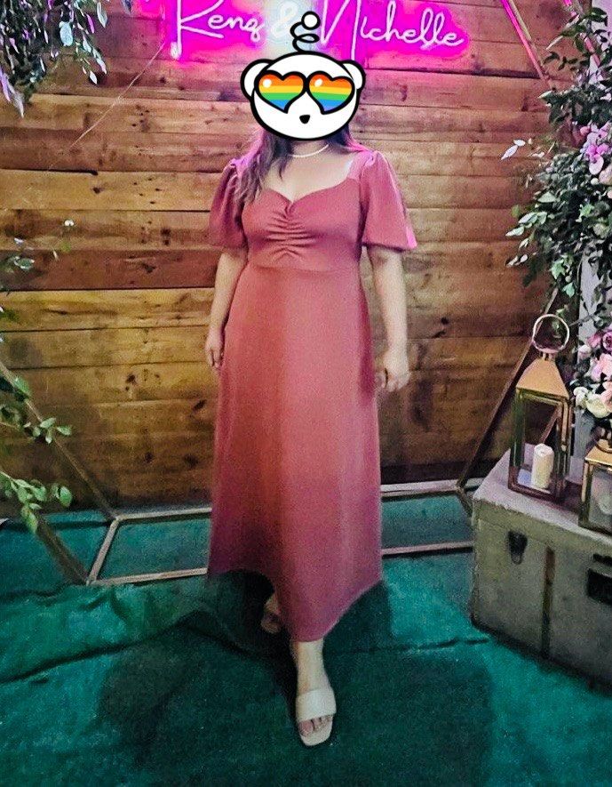 Plus size long dress (pink) (Category: Dresses) located in Quezon City. Submitted by declutteringpanda (Listing ID 1275299680, Image 1). Description: Modern filipiniana long dress for plus size ladies (stretchable and can fit up to 3xl) Rfs: decluttering.