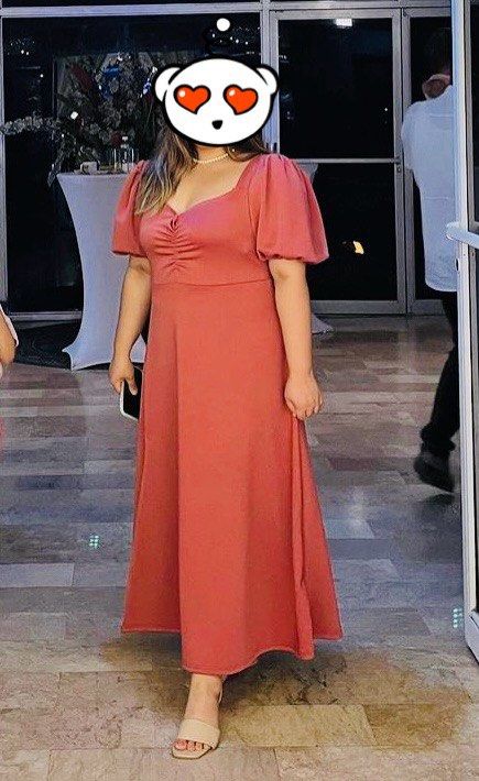 Plus size long dress (pink) (Category: Dresses) located in Quezon City. Submitted by declutteringpanda (Listing ID 1275299680, Image 2). Description: Modern filipiniana long dress for plus size ladies (stretchable and can fit up to 3xl) Rfs: decluttering.